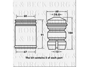 BORG & BECK BPK7018 apsauginio dangtelio komplektas, amortizatorius
1135624, 33531135624