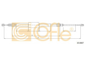 COFLE 10.6687 trosas, stovėjimo stabdys 
 Stabdžių sistema -> Valdymo svirtys/trosai
8200243673, 8200247043