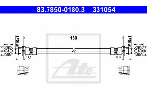ATE 83.7850-0180.3 stabdžių žarnelė 
 Stabdžių sistema -> Stabdžių žarnelės
34 30 6 762 838, 34 30 6 789 433