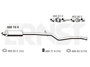 ERNST 500159 vidurinis duslintuvas 
 Išmetimo sistema -> Duslintuvas
1717 30, 1717 80, 1728 99