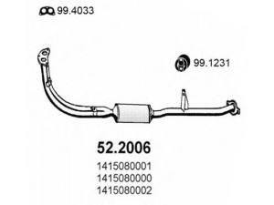 ASSO 52.2006 priekinis duslintuvas 
 Išmetimo sistema -> Duslintuvas
1415080000, 1415080001, 1415080002