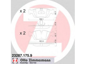 ZIMMERMANN 23287.175.9 stabdžių trinkelių rinkinys, diskinis stabdys 
 Techninės priežiūros dalys -> Papildomas remontas
34 11 1 160 356, 34 11 1 160 357