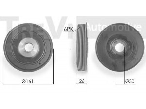 TREVI AUTOMOTIVE PC1017 skriemulys, alkūninis velenas 
 Diržinė pavara -> Dirželio skriemulys
0515P8, 0515T0, 0515V0, 0515V7