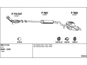 FENNO VO514 išmetimo sistema 
 Išmetimo sistema -> Išmetimo sistema, visa