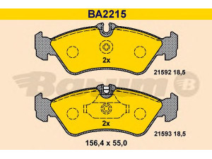 BARUM BA2215 stabdžių trinkelių rinkinys, diskinis stabdys 
 Techninės priežiūros dalys -> Papildomas remontas
002 420 40 20, 002 420 60 20, 004 420 18 20