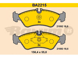 BARUM BA2215 stabdžių trinkelių rinkinys, diskinis stabdys 
 Techninės priežiūros dalys -> Papildomas remontas
002 420 40 20, 002 420 60 20, 004 420 18 20
