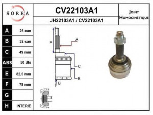 EAI CV22103A1K jungčių komplektas, kardaninis velenas 
 Ratų pavara -> Sujungimai/komplektas