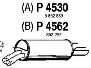 FENNO P4530 galinis duslintuvas 
 Išmetimo sistema -> Duslintuvas
5852839, 5852933