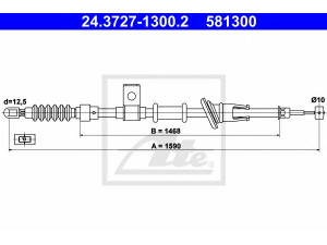 ATE 24.3727-1300.2 trosas, stovėjimo stabdys 
 Stabdžių sistema -> Valdymo svirtys/trosai
30820023, 30863450, 30884536