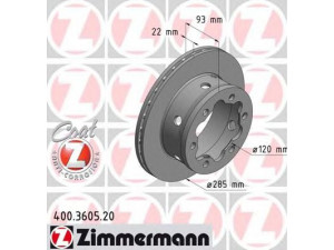 ZIMMERMANN 400.3605.20 stabdžių diskas 
 Stabdžių sistema -> Diskinis stabdys -> Stabdžių diskas
904 423 0212, 904 423 0312, 904 423 0512