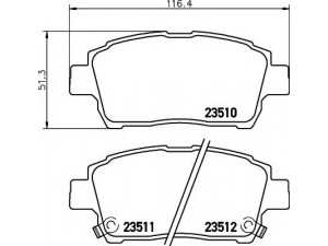 HELLA 8DB 355 017-081 stabdžių trinkelių rinkinys, diskinis stabdys 
 Techninės priežiūros dalys -> Papildomas remontas
044650W050, 0446512592, 0446513020