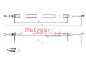 METZGER 11.6771 trosas, stovėjimo stabdys 
 Stabdžių sistema -> Valdymo svirtys/trosai
6025 370 922