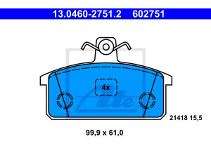 ATE 13.0460-2751.2 stabdžių trinkelių rinkinys, diskinis stabdys 
 Techninės priežiūros dalys -> Papildomas remontas
500028834