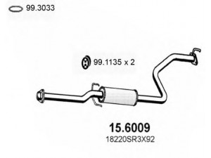 ASSO 15.6009 vidurinis duslintuvas 
 Išmetimo sistema -> Duslintuvas
18220SR3X92, 18220SR3X93, 18220SR3X94