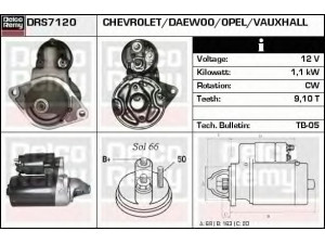 DELCO REMY DRS7120N starteris 
 Elektros įranga -> Starterio sistema -> Starteris
1202137, 1202173, 90341777, 90543872