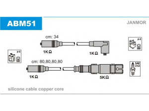 JANMOR ABM51 uždegimo laido komplektas 
 Kibirkšties / kaitinamasis uždegimas -> Uždegimo laidai/jungtys
N10204402, N10243611