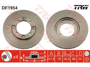 TRW DF1954 stabdžių diskas 
 Stabdžių sistema -> Diskinis stabdys -> Stabdžių diskas
MB238615, MB316677, MB366434