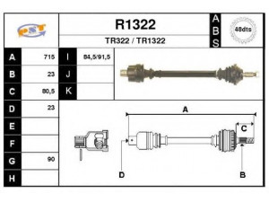 SNRA R1322 kardaninis velenas 
 Ratų pavara -> Kardaninis velenas
7700103529, 7700103531, 7700104749