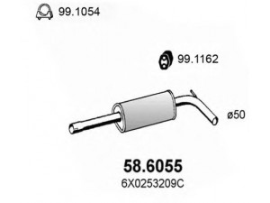 ASSO 58.6055 vidurinis duslintuvas 
 Išmetimo sistema -> Duslintuvas
6X0253209C, 6X0253209G, 6X0253209J