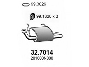 ASSO 32.7014 galinis duslintuvas 
 Išmetimo sistema -> Duslintuvas
201000N000, 201000N002, 201000N003