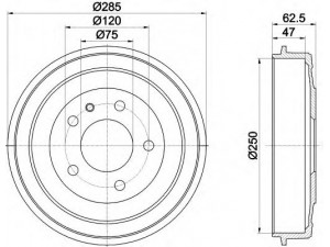 HELLA 8DT 355 300-001 stabdžių būgnas 
 Stabdžių sistema -> Būgninis stabdys -> Stabdžių būgnas
34211102126, 34211116943, 34211158559