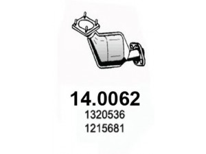 ASSO 14.0062 katalizatoriaus keitiklis 
 Išmetimo sistema -> Katalizatoriaus keitiklis
1215681, 1320536