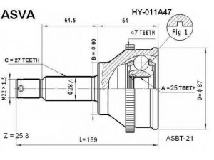 ASVA HY-011A47 jungčių komplektas, kardaninis velenas 
 Ratų pavara -> Sujungimai/komplektas
49501-3A210, 49501-3A211, 49501-3A212