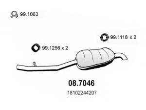 ASSO 08.7046 galinis duslintuvas 
 Išmetimo sistema -> Duslintuvas
18102244207, 18102244887