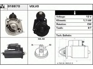 EDR 918870 starteris 
 Elektros įranga -> Starterio sistema -> Starteris
8602104, VOE9008602104