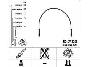 NGK 6296 uždegimo laido komplektas 
 Kibirkšties / kaitinamasis uždegimas -> Uždegimo laidai/jungtys
46 618 703, Kager 0054