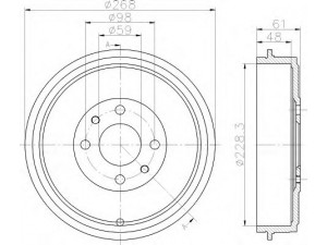 HELLA 8DT 355 301-091 stabdžių būgnas 
 Stabdžių sistema -> Būgninis stabdys -> Stabdžių būgnas
1608945480, 424755, 424758, 1608945480