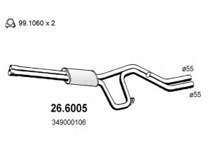 ASSO 26.6005 vidurinis duslintuvas 
 Išmetimo sistema -> Duslintuvas
349000106