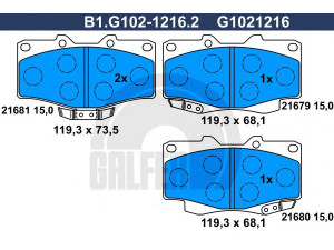 GALFER B1.G102-1216.2 stabdžių trinkelių rinkinys, diskinis stabdys 
 Techninės priežiūros dalys -> Papildomas remontas
04465-35031, 04465-35080, 04465-35260
