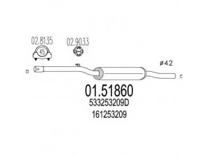 MTS 01.51860 vidurinis duslintuvas 
 Išmetimo sistema -> Duslintuvas
161253209, 533253209D