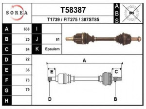 EAI T58387 kardaninis velenas 
 Ratų pavara -> Kardaninis velenas
46307851