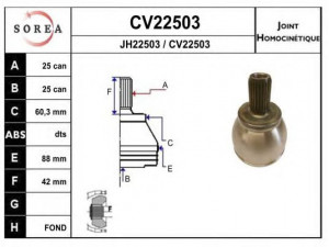 EAI CV22503K jungčių komplektas, kardaninis velenas 
 Ratų pavara -> Sujungimai/komplektas