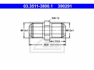 ATE 03.3511-3800.1 adapteris, stabdžių žarnelė
