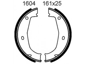 BSF 01604 stabdžių trinkelių komplektas, stovėjimo stabdis 
 Stabdžių sistema -> Rankinis stabdys
34411160729, 34411160924, 34416761289