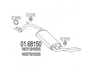 MTS 01.68150 galinis duslintuvas 
 Išmetimo sistema -> Duslintuvas
18031SH0505, 18307SH3305, 18307SH3306