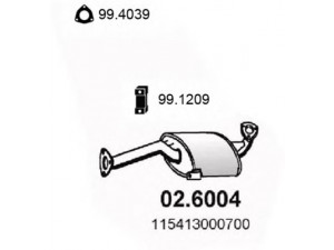 ASSO 02.6004 vidurinis duslintuvas 
 Išmetimo sistema -> Duslintuvas
115413000700, 60520470