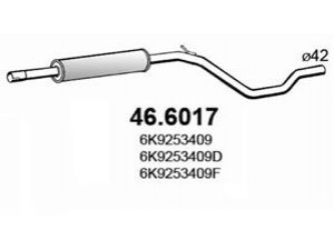 ASSO 46.6017 vidurinis duslintuvas 
 Išmetimo sistema -> Duslintuvas
6K9253409, 6K9253409D, 6K9253409F
