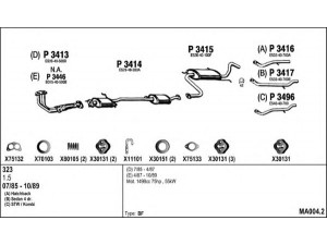FENNO MA004.2 išmetimo sistema 
 Išmetimo sistema -> Išmetimo sistema, visa