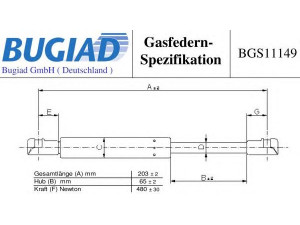 BUGIAD BGS11149 dujinė spyruoklė, bagažinė 
 Priedai -> Bagažinė/pakrovimo skyrius
1225361, 3S51B406A10-AA