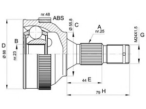 OPEN PARTS CVJ5208.10 jungčių komplektas, kardaninis velenas 
 Ratų pavara -> Sujungimai/komplektas
327283, 3273G9, 96141635, 96164213