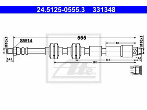 ATE 24.5125-0555.3 stabdžių žarnelė 
 Stabdžių sistema -> Stabdžių žarnelės
34 30 6 787 316, 34 30 6 799 424