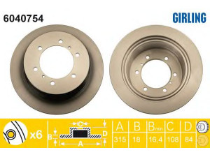 GIRLING 6040754 stabdžių diskas 
 Stabdžių sistema -> Diskinis stabdys -> Stabdžių diskas
MB618797