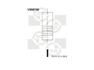 BGA V998740 išleidimo vožtuvas 
 Variklis -> Variklio uždegimo laiko reguliavimo kontrolė -> Vožtuvų eilė -> Vožtuvai/dalys
1229883, 0949.C3, 0949C3, 30711497