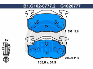 GALFER B1.G102-0777.2 stabdžių trinkelių rinkinys, diskinis stabdys 
 Techninės priežiūros dalys -> Papildomas remontas
77 01 203 668, 77 01 203 919, 77 01 204 036