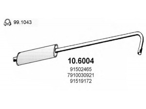 ASSO 10.6004 vidurinis duslintuvas 
 Išmetimo sistema -> Duslintuvas
172274, 172291, 172824, 7910030921
