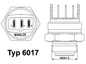 WAHLER 6017.85D temperatūros jungiklis, radiatoriaus ventiliatorius; temperatūros jungiklis, radiatoriaus ventiliatorius 
 Aušinimo sistema -> Siuntimo blokas, aušinimo skysčio temperatūra